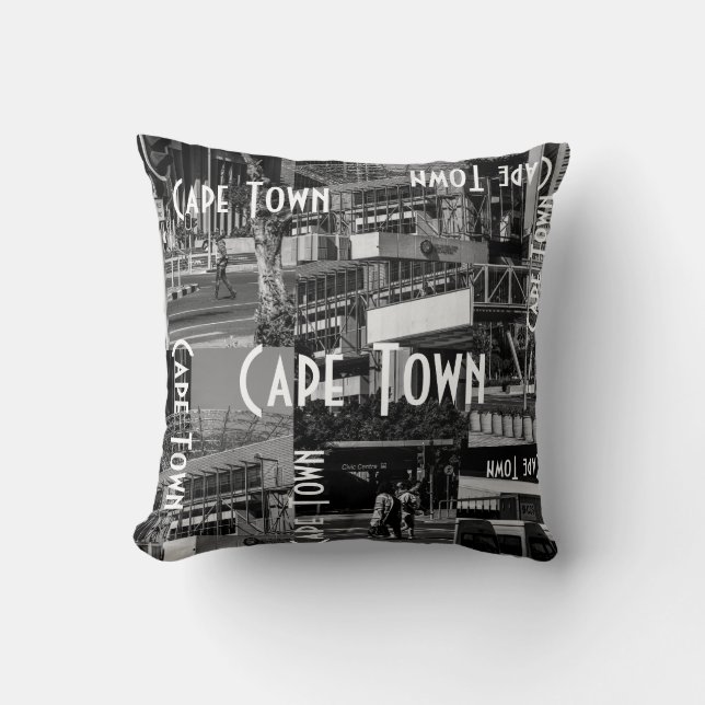 Coussin Architecture Cityscape Monochrome du Cap (Recto)