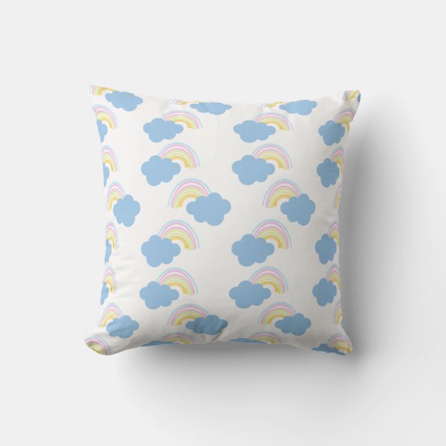 Coussin Arcs-en-ciel Capricieux Rayons Dessinés à la Main  (Recto)