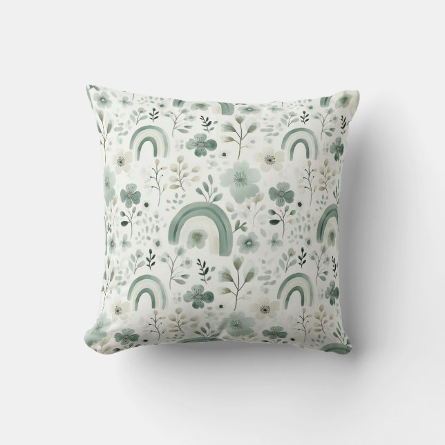 Coussin Arcs-en-ciel géants à Sage (Recto)