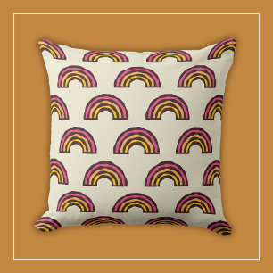 Coussin Arcs-en-ciel Rétro dans les Couleurs Vintage des S