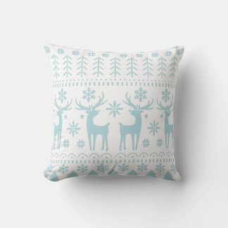Coussin Arctic Blue Folk Art thème hiver