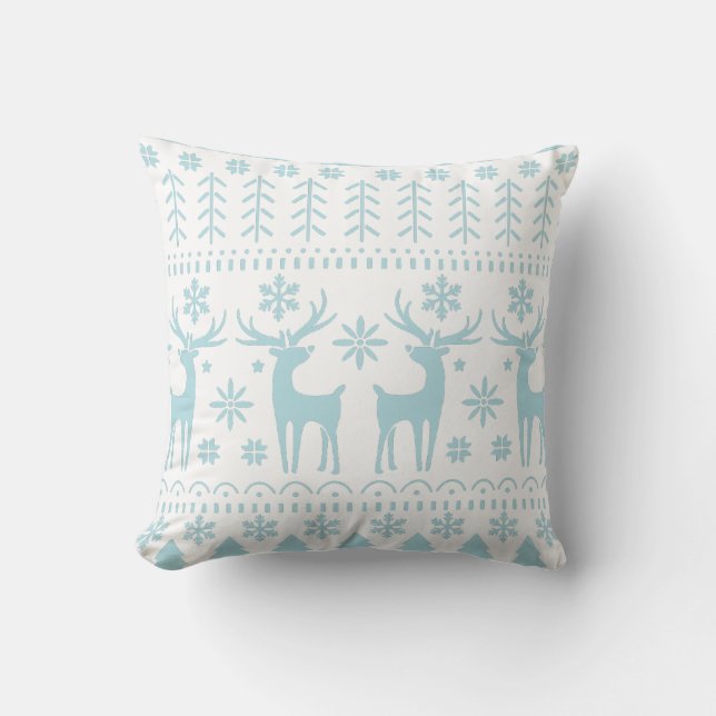 Coussin Arctic Blue Folk Art thème hiver (Recto)