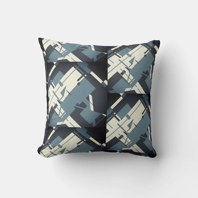 Coussin Ardoise Beige Gris Charbon Diagonal Imprimer Motif (Recto)