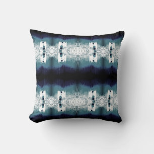 Coussin Ardoise Bleu Vert Marine sur Carreaux Blancs Médit