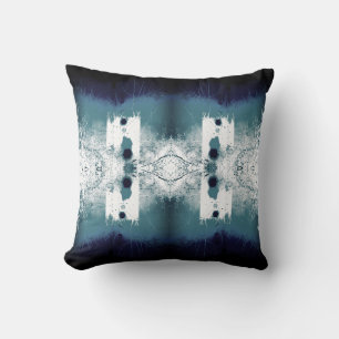Coussin Ardoise Bleu Vert Marine sur Motif Blanc Méditerra