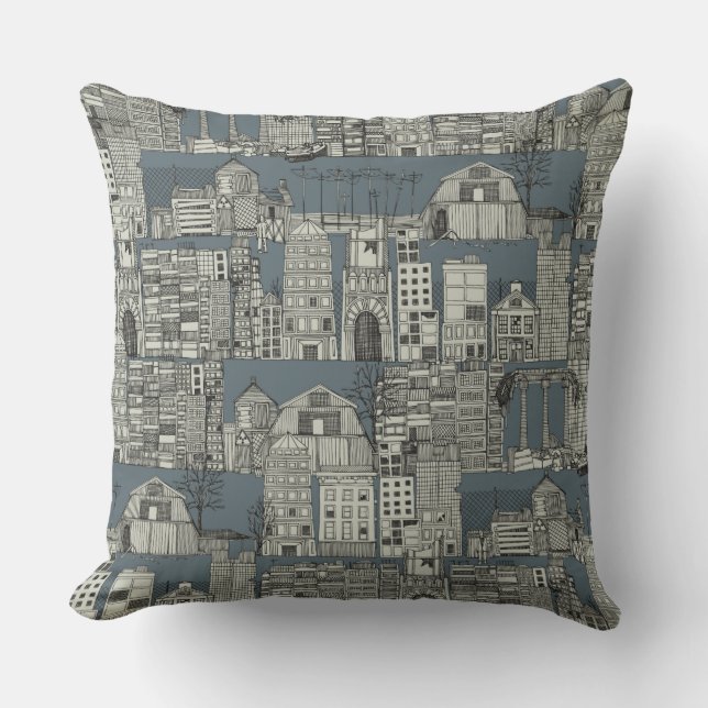 Coussin ardoise de toile dystopique (Recto)