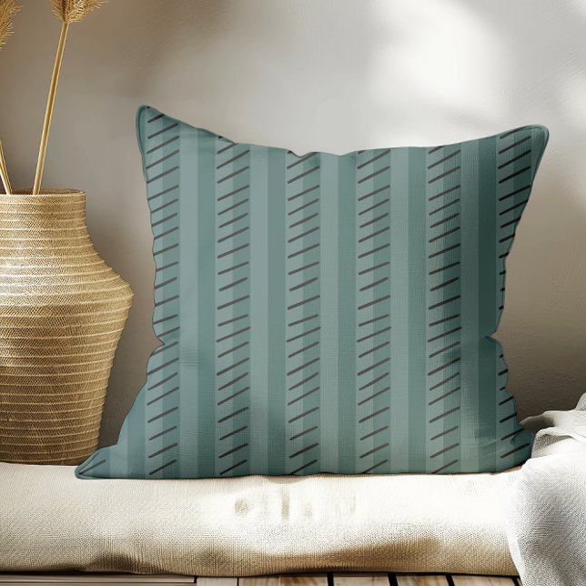 Coussin Ardoise foncée Vert moderne Stripes Boho (Créateur téléchargé)
