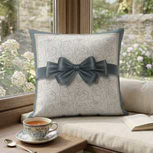 Coussin Ardoise grise élégante moderne motif ruban décorat