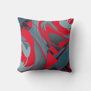 Coussin Ardoise Rouge Marécage Fleur Abstrait Design Flora