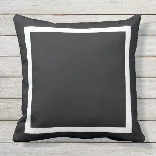 Coussin Ardoise solide personnalisée noir / blanc cadre dé