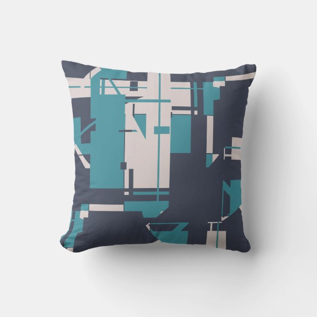Coussin Ardoise turquoise Bleu clair Gris Contemporain Des (Recto)