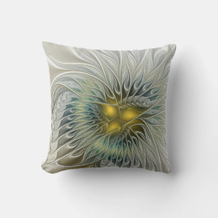 Coussin Argent d'or Imaginaire Fractal abstrait Art