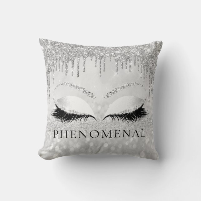 Coussin Argent Gris Eyelashes Parties scintillant Étincell (Recto)