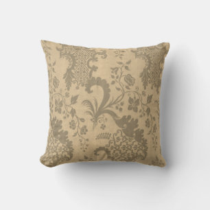 Coussin Argent Gris Or Damask Vintage Elegant Cushion
