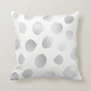 Coussin Argent gris peint Pois métal blanc