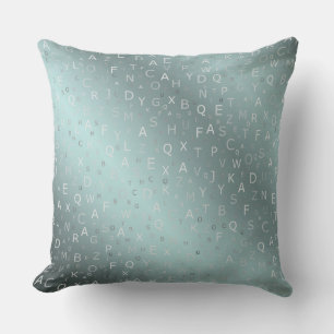 Coussin argent, lettres de couleur de a à z