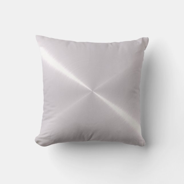 Coussin Argent Métallisé Aspect Métal Acier Inoxydable (Recto)