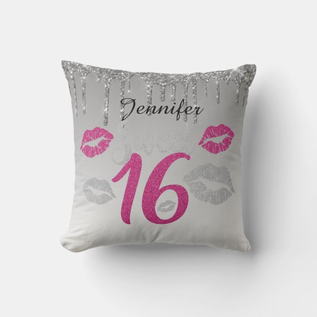 Coussin Argent personnalisé du bonbon 16 (Recto)