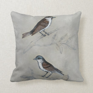 Coussin Argent   Une paire d'oiseaux