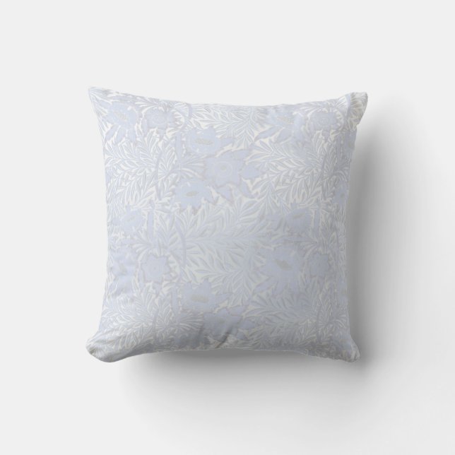 Coussin argenté bleu-clair de damassé florale (Recto)
