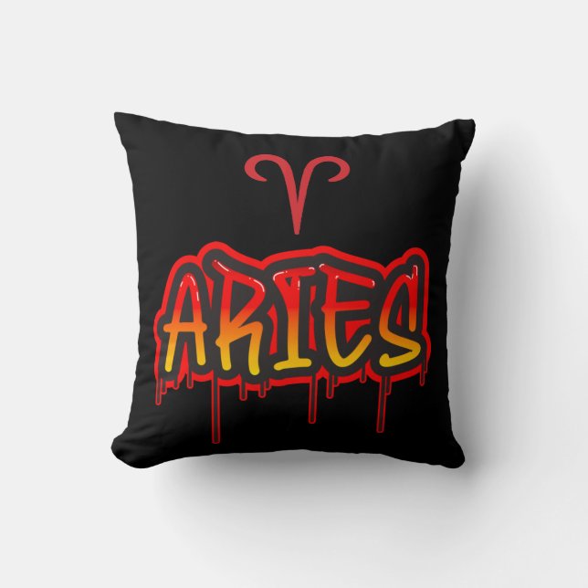 Coussin ARIES Astrologie Zodiaque Rouge Mars Avril (Recto)