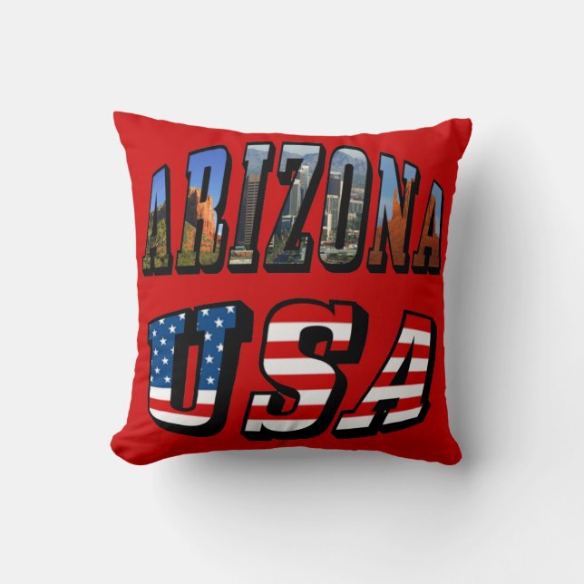 Coussin Arizona Picture et USA Flag Text (Recto)