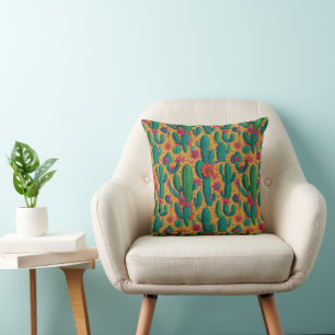 Coussin Arizona Saguaro Cactus Floral Motif sans fil