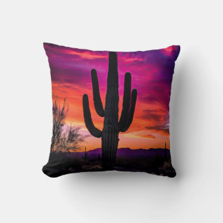 Coussin Arizona Saguaro Cactus Sud-Ouest Désert Sunset