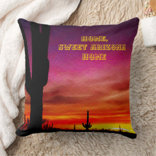 Coussin Arizona Sunset Saguaro Cactus Aquarelle numérique