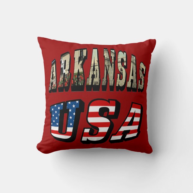 Coussin Arkansas Picture et USA Flag Text (Recto)