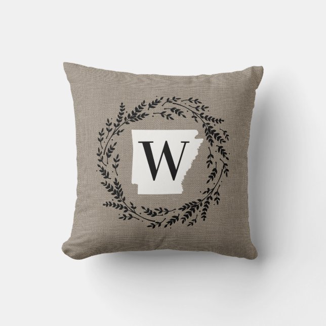 Coussin Arkansas Rustic Wreath Monogramme Jeu d'oreiller (Recto)