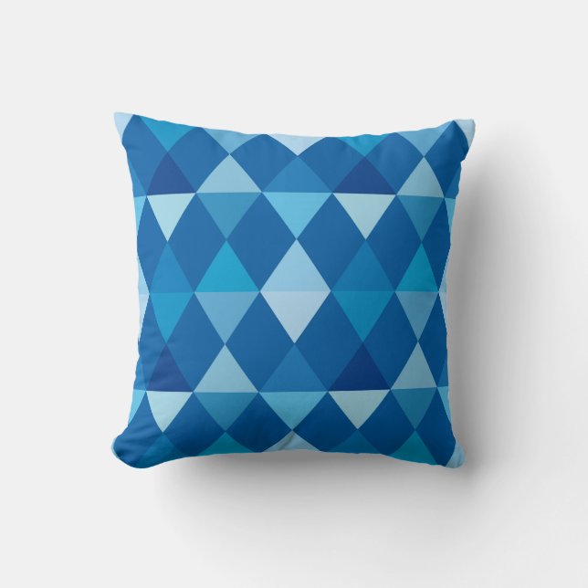 Coussin Arlequin / motif diamant - Denim Blues (Recto)