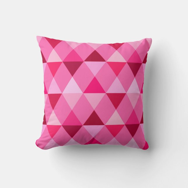 Coussin Arlequin / motif diamant - Rose Rose & Vin (Recto)