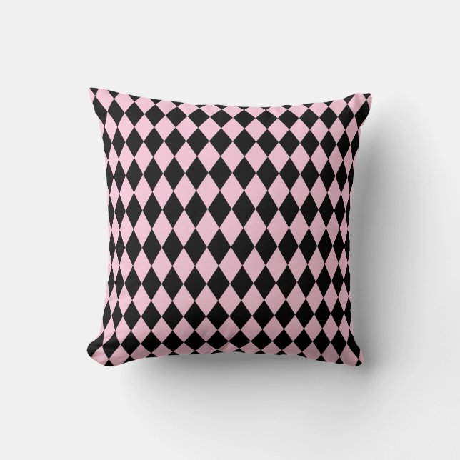 Coussin Arlequin rose et noir (Recto)