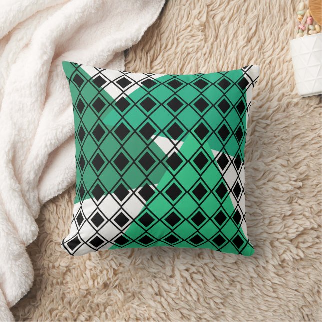 Coussin Arlequin Triangle Vert (Couverture)