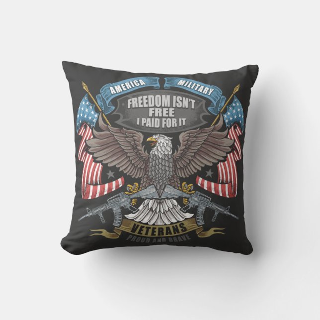 Coussin Armée américaine avec drapeau et aigle (Recto)