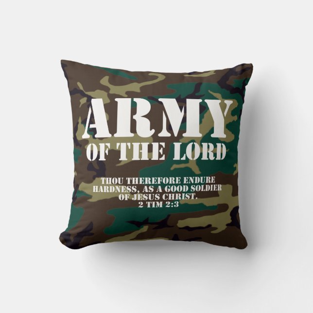 Coussin Armée du seigneur, écriture sainte Camo de bible (Recto)