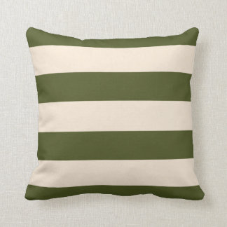 Coussin Armée Green et Antique White rayures