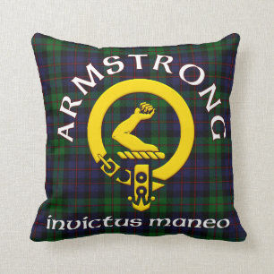 Coussin Armoiries d'Armstrong Invictus Maneo