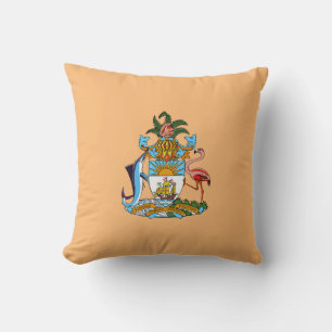 Coussin Armoiries des Bahamas - Marlin, Flamant rose, Conq