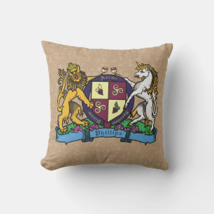 Coussin Armoiries du lion et de la licorne à vin rampant
