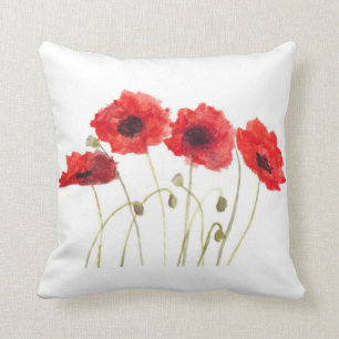 Coussin Arôme de la fleur d'aquarelle rouge