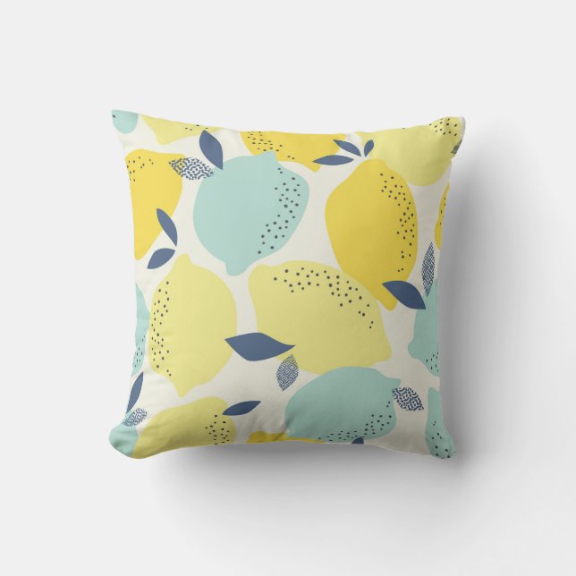 Coussin Arômes d'agrumes, motif transparent et vivant. (Recto)