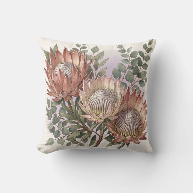 Coussin Arrangement botanique d'eucalyptus et de protée ro (Recto)