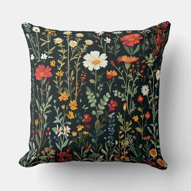Coussin Arrangement Fleur sauvage coloré (Recto)