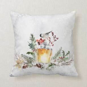 Coussin Arrangement hivernal adorable avec le poulet