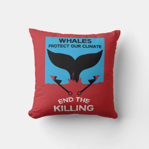 Coussin Arrêter la chasse aux baleines   Interdire la prot