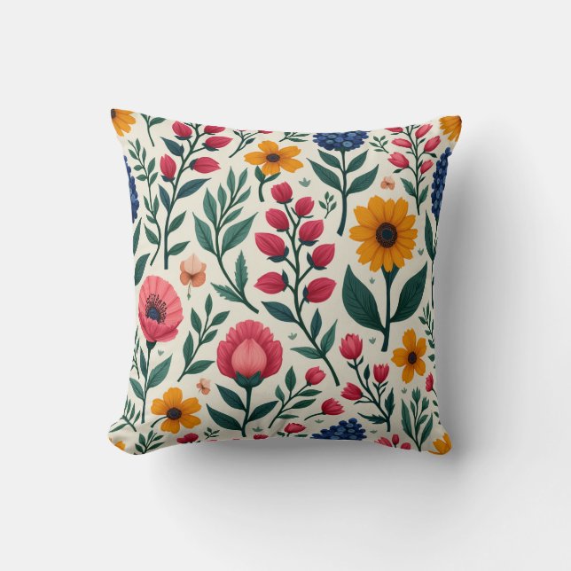 coussin arrière - plan à fleurs (Recto)