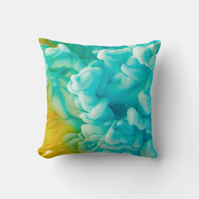 Coussin Arrière-plan abstrait de peinture jaune et bleu (Recto)
