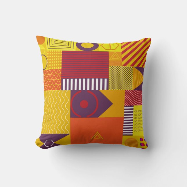 Coussin arrière - plan abstrait graphique géométrique, vin (Recto)